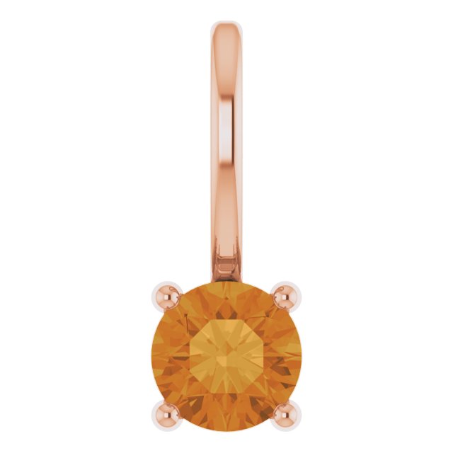 Round Imitation Citrine Solitaire Charm/Pendant