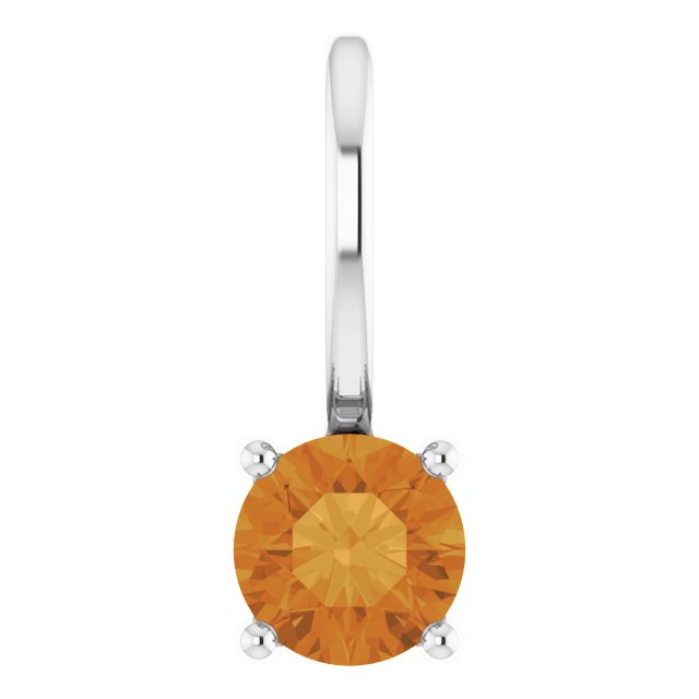 Round Imitation Citrine Solitaire Charm/Pendant