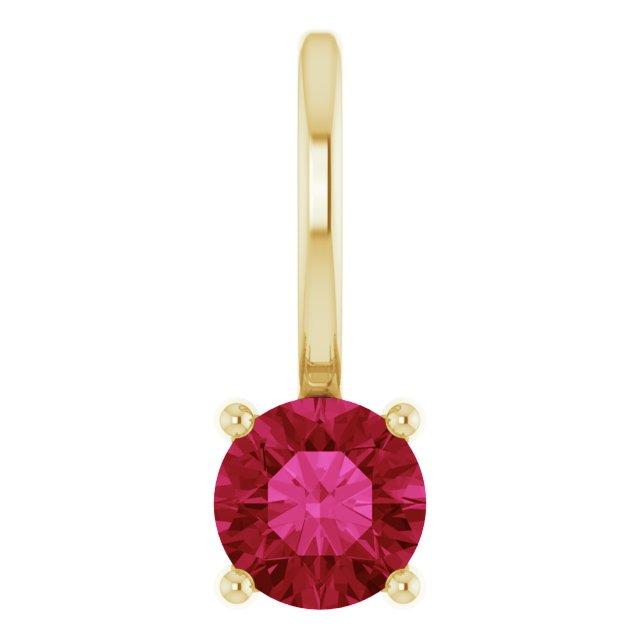Round Imitation Ruby Solitaire Charm/Pendant