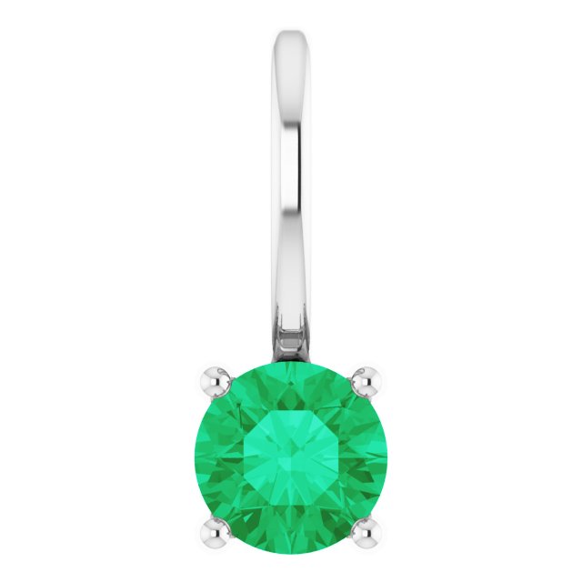 Round Imitation Emerald Solitaire Charm/Pendant