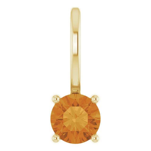 Round Imitation Citrine Solitaire Charm/Pendant