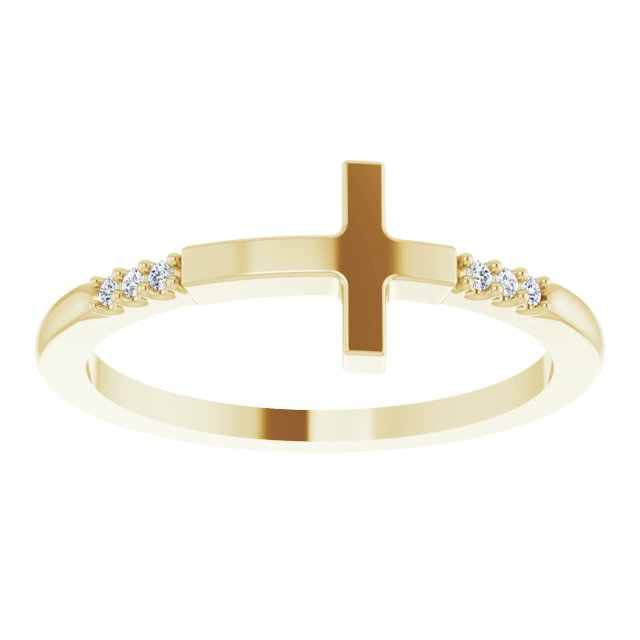 .025 CTW Diamond Stackable Sideways Cross Ring