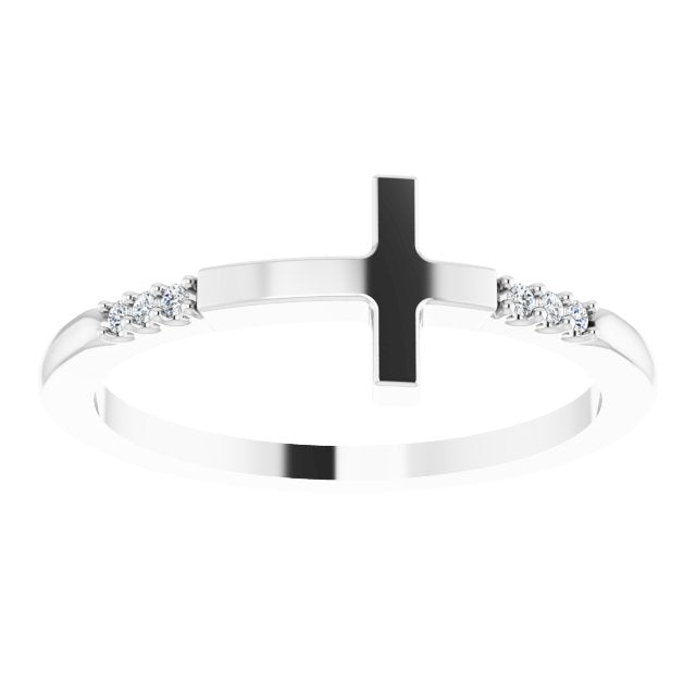 .025 CTW Diamond Stackable Sideways Cross Ring