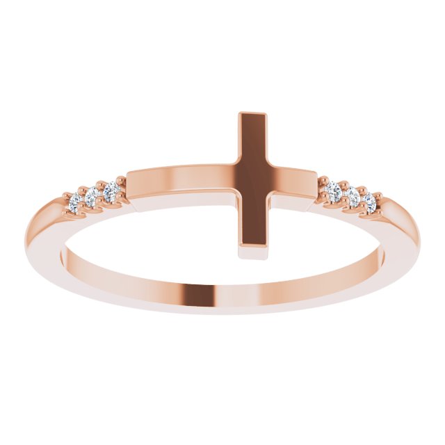 .025 CTW Diamond Stackable Sideways Cross Ring