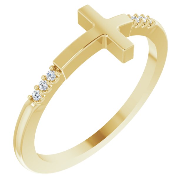 .025 CTW Diamond Stackable Sideways Cross Ring