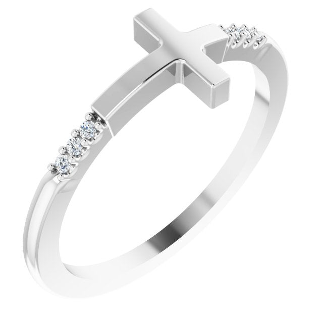 .025 CTW Diamond Stackable Sideways Cross Ring