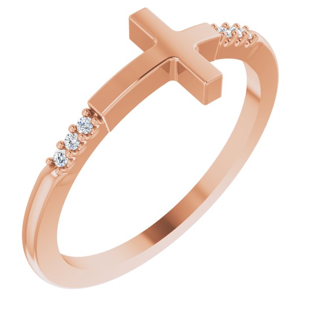 .025 CTW Diamond Stackable Sideways Cross Ring