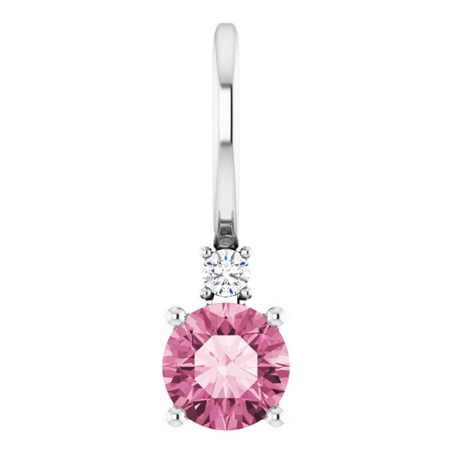 Round Natural Pink Tourmaline & .015 CT Natural Diamond Charm/Pendant