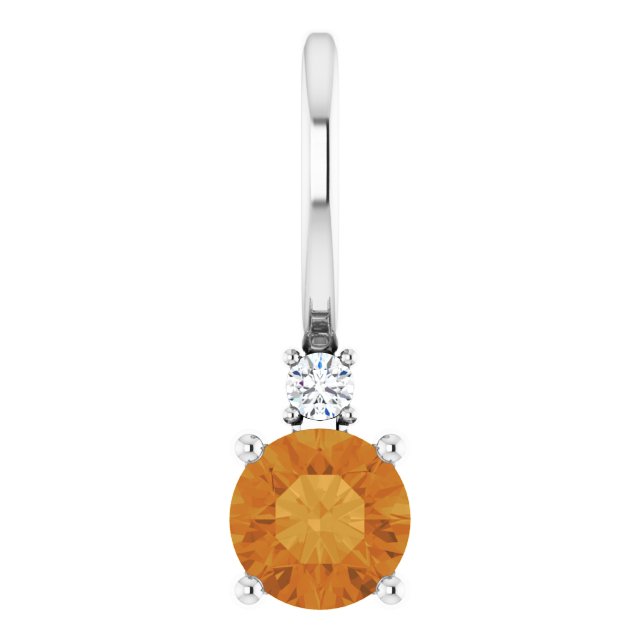 Round Natural Citrine & .015 CT Natural Diamond Charm/Pendant