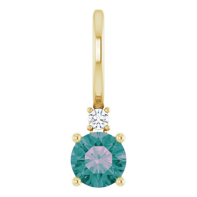Round Lab-Grown Alexandrite & .015 CT Natural Diamond Charm/Pendant