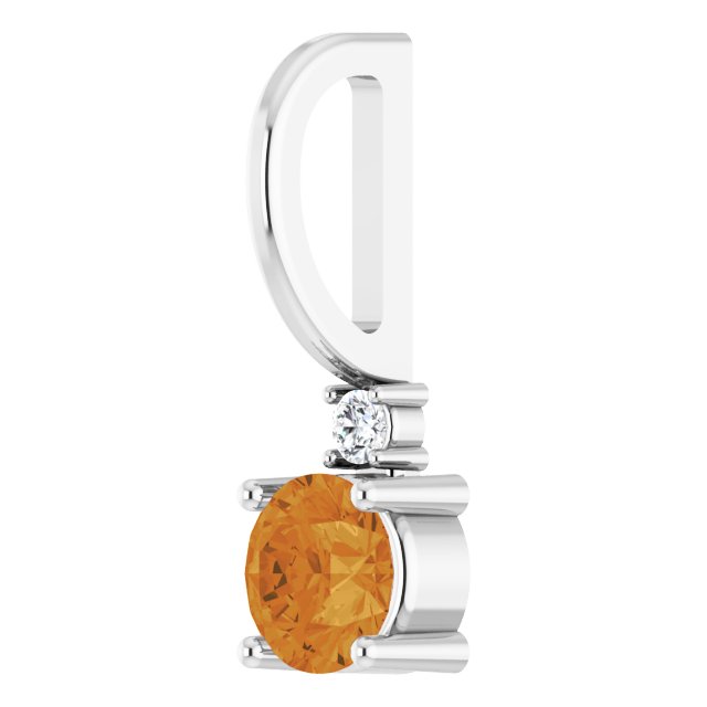 Round Natural Citrine & .015 CT Natural Diamond Charm/Pendant