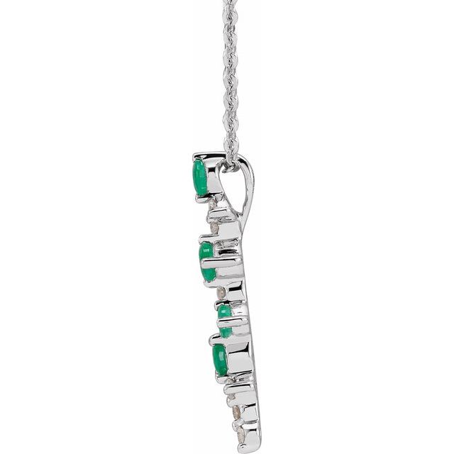 Round Natural Emerald & 1/10 CTW Natural Diamond Scattered Bar Necklace
