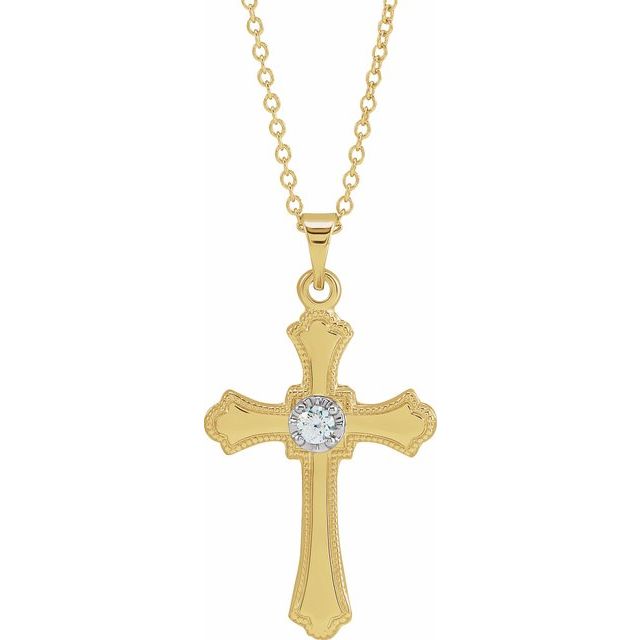 .03 CT Natural Diamond Cross Necklace