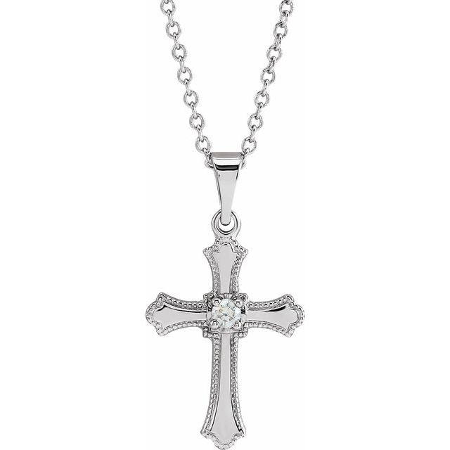 .03 CT Natural Diamond Cross Necklace