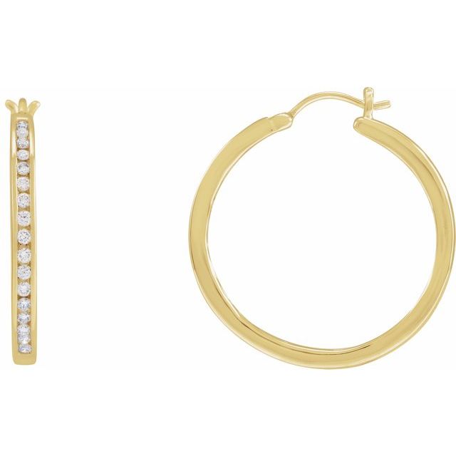 Round 1/2 CTW Natural Diamond Hoop Earrings