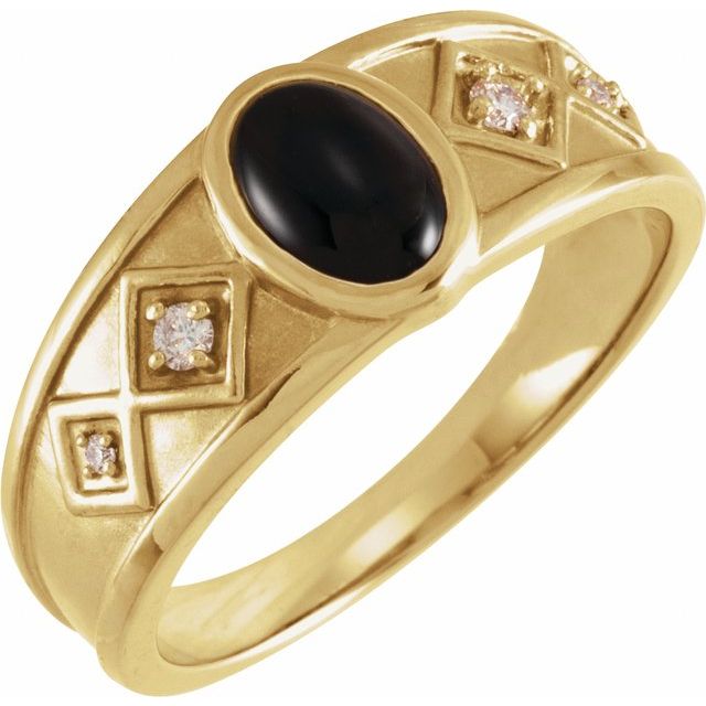 Oval Natural Black Onyx & .05 CTW Natural Diamond Ring