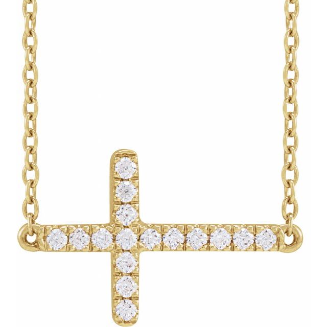 Round 1/6 CTW Lab-Grown Diamond Sideways Cross Necklace