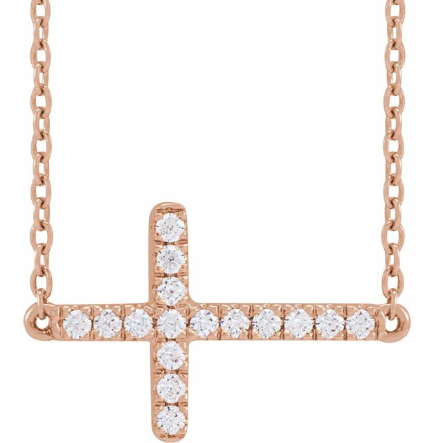 Round 1/6 CTW Lab-Grown Diamond Sideways Cross Necklace