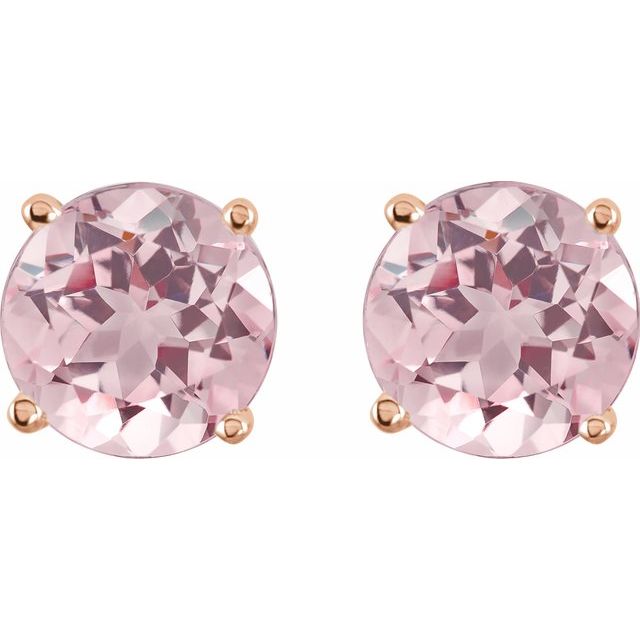 Round 5mm Natural Pink Morganite Stud Earrings