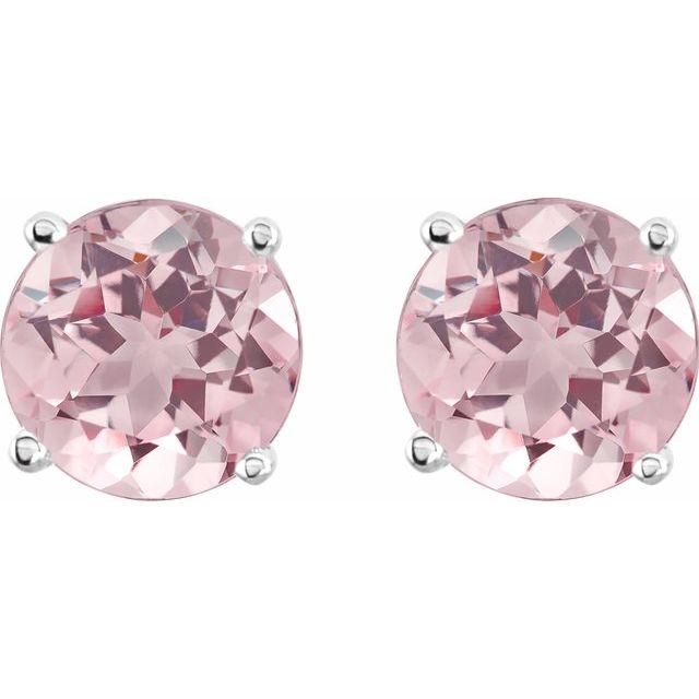 Round 5mm Natural Pink Morganite Stud Earrings