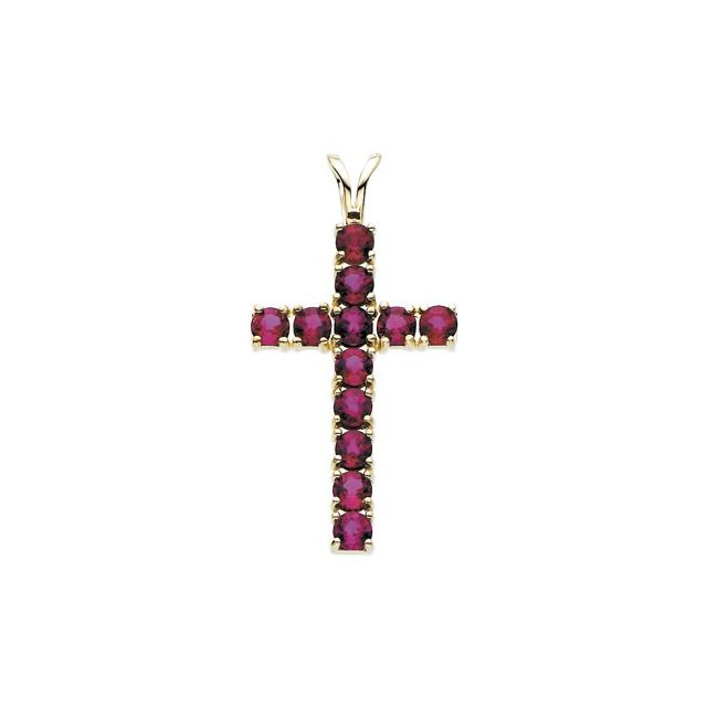 Round Natural Ruby Cross Pendant