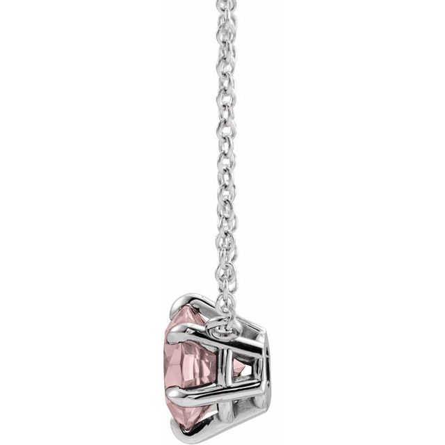Round Natural Pink Morganite Solitaire Necklace