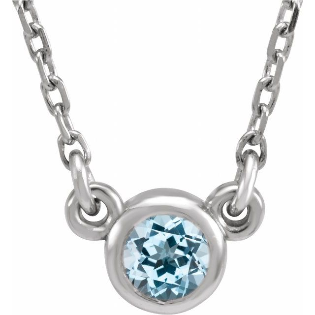 3mm Round Natural Sky Blue Topaz Solitaire Necklace