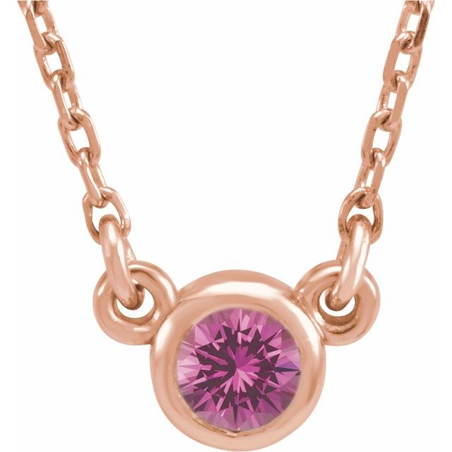 3mm Round Natural Pink Sapphire Solitaire Necklace