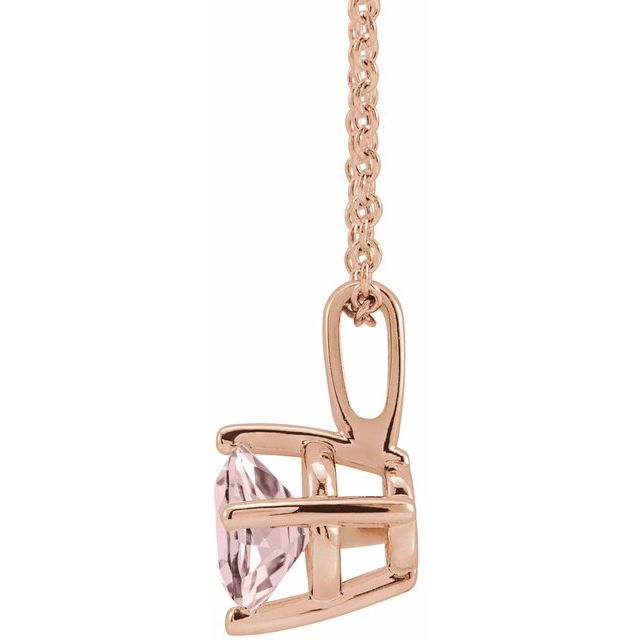 Round 5mm Natural Pink Morganite Solitaire Necklace