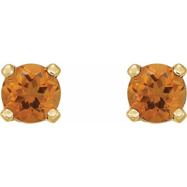 Round Natural Citrine Earrings