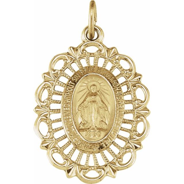 25x18mm Oval Filigree Miraculous Medal