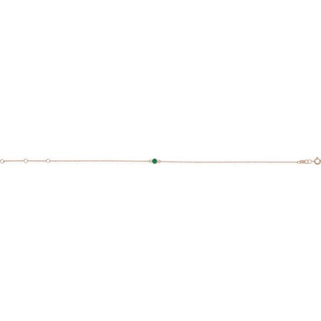 Round Natural Emerald Bezel-Set Solitaire 6 1/2-7 1/2" Bracelet