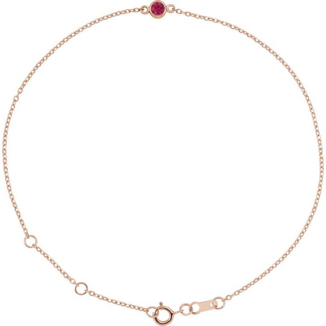 Round Natural Ruby Bezel-Set Solitaire 6 1/2-7 1/2" Bracelet