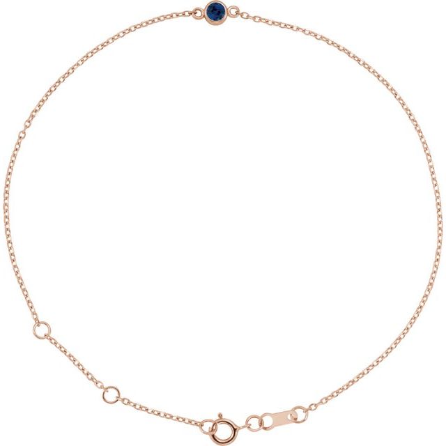 Round Natural Blue Sapphire Bezel-Set Solitaire 6 1/2-7 1/2" Bracelet