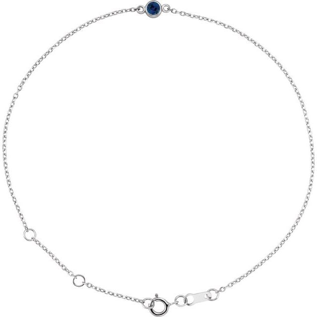 Round Natural Blue Sapphire Bezel-Set Solitaire 6 1/2-7 1/2" Bracelet