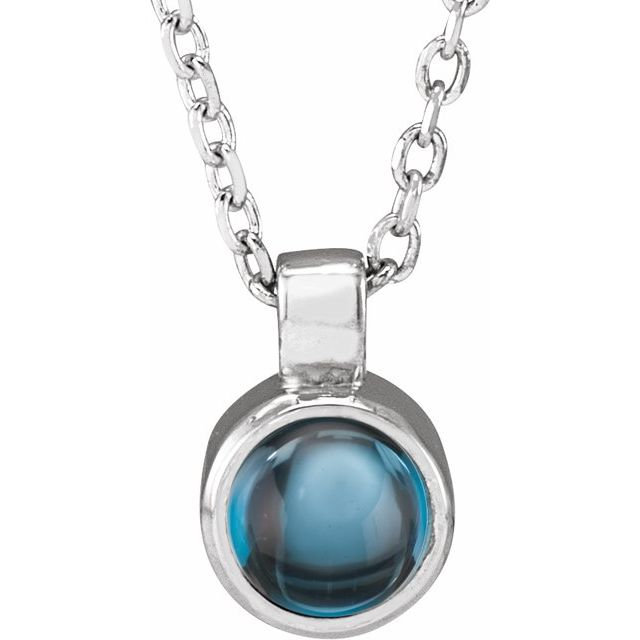 Round Natural London Blue Topaz Bezel-Set Necklace