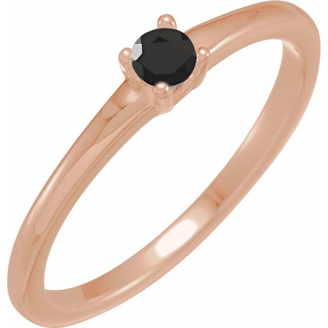 Round Natural Black Onyx Ring