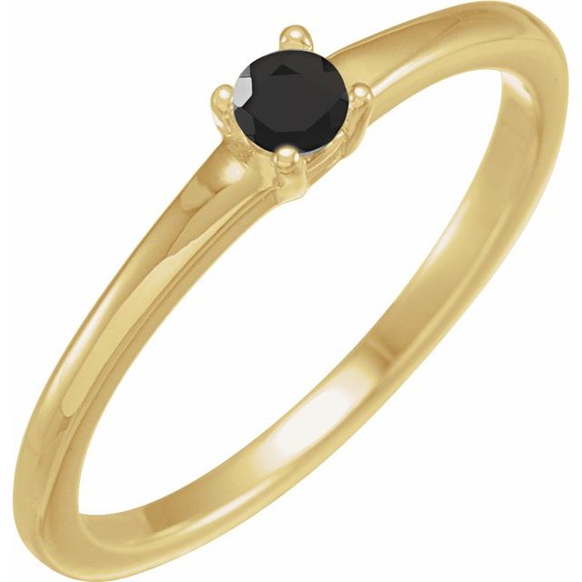Round Natural Black Onyx Ring