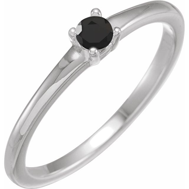 Round Natural Black Onyx Ring