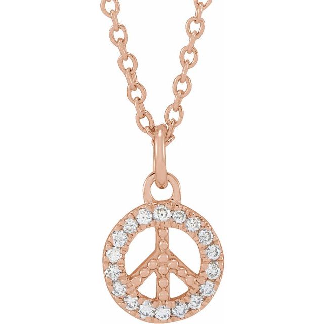 Round .08 CTW Natural Diamond Peace Necklace