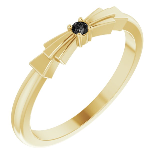 Round Natural Black Onyx Stackable Ring