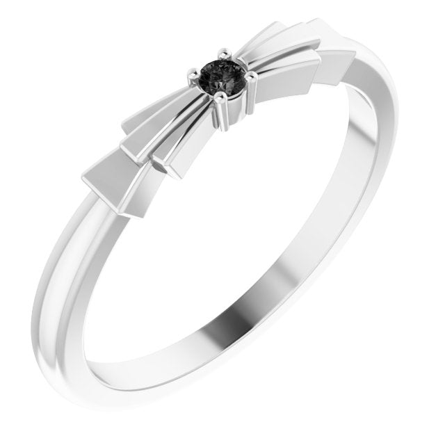 Round Natural Black Onyx Stackable Ring