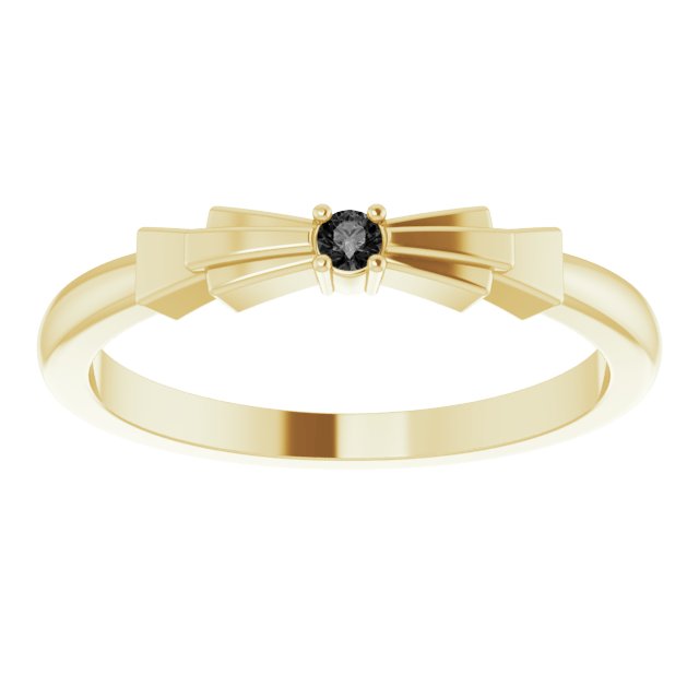 Round Natural Black Onyx Stackable Ring