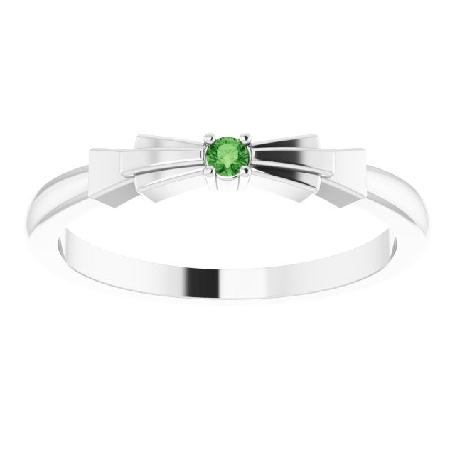 Round Natural Green Tourmaline Stackable Ring