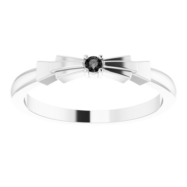 Round Natural Black Onyx Stackable Ring