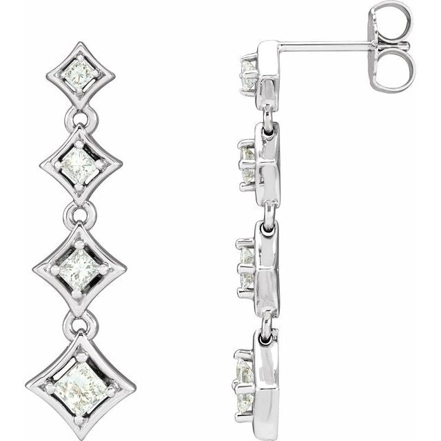 Square 3/4 CTW Natural Diamond Journey Earrings