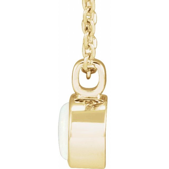 Round Natural White Opal Bezel-Set Necklace