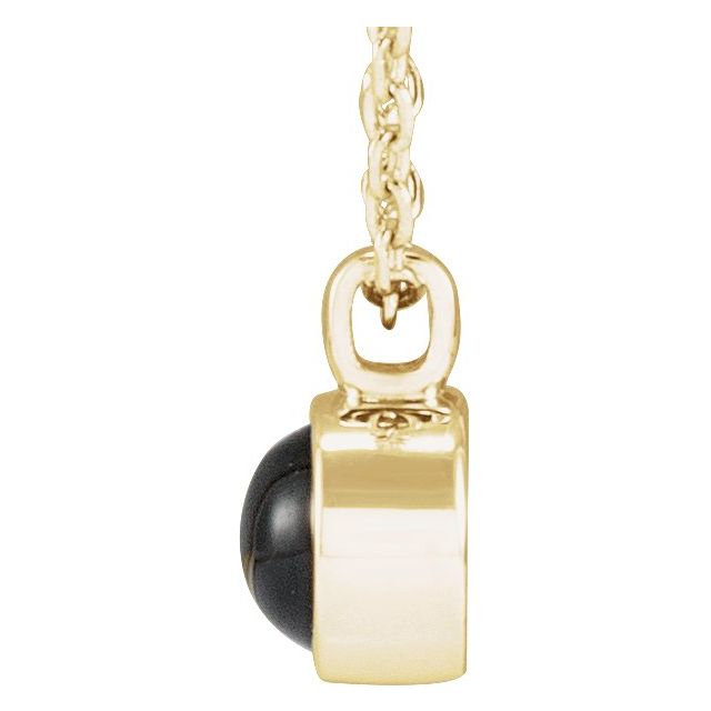 Round Natural Black Onyx Bezel-Set Necklace