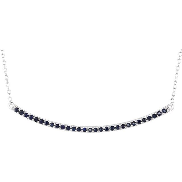 Natural Blue Sapphire Bar Necklace