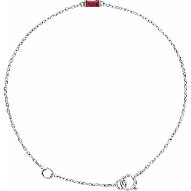Straight baguette Straight Baguette Natural Ruby 6 1/2-7 1/2" Bracelet
